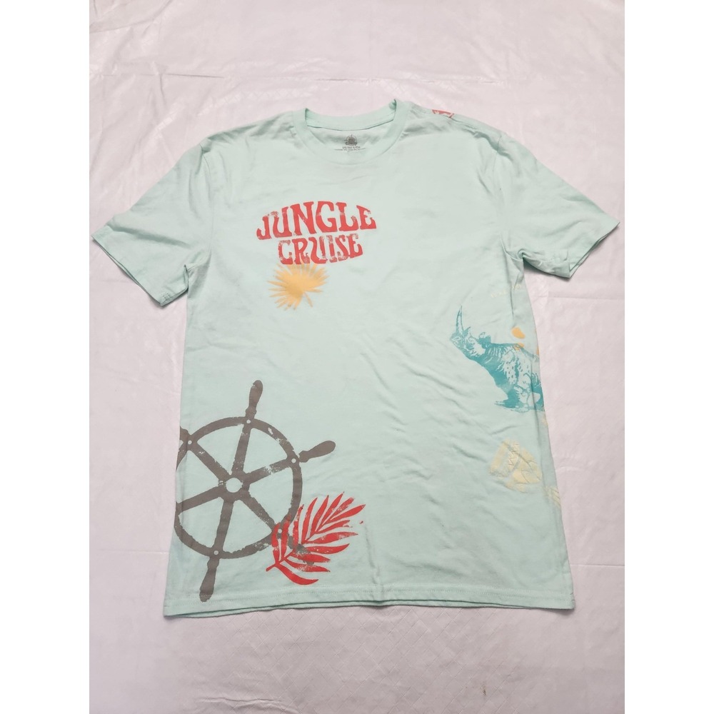 Disney Jungle‎ Cruise Shirt Mens Small Green Ride Graphic Tee Boat Allover